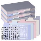 Harloon 52 Pcs Dry Erase Index Card Guide Set Include 50 Index Card Dividers 2 Number Alphabet Sticker with Tabs Photo Dividers for Office Business Back to School Supplies(3 x 5 Inch,Morandi)