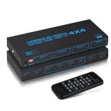 avedio Links 4K@60Hz HDMI Matrix Switch 4x4 with EDID, 4 in 4 Out HDMI Switcher Splitter Audio Video Distributor Selector Box with IR Remote, Support HDR, HDMI 2.0b, HDCP 2.2, 3D, 18Gbps, YUV 4:4:4