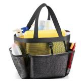 LOYEE Mesh Shower Caddy Portable for College Dorm Room Essentials with 8 Pockets, Shower Bag for Beach, Swimming, Gym, Travel, Bathroom(Black)
