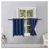 Hiasan RV Blackout Curtains for Bedroom, 52 x 36 Inches Long - Thermal Insulated & Energy Saving Window Curtains for Living Room, 2 Drape Panels Sewn with Tiebacks, Navy