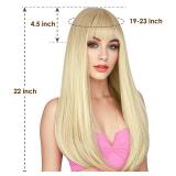 ENTRANCED STYLES Blonde Wig with Bangs, Long Straight Wigs for Women Natural Hair Wigs Synthetic Blond Wigs for Girls Daily Party Halloween Cosplay Wig 22 Inch