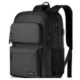 School Backpack for Teen Boys and Girls, Travle Laptop Backpack for men and women, Carry-on Lightweight Casual Black Bookbag with USB Charging Port Fit 17.3 Inch Laptop, Black