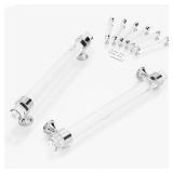 Cabinet Pulls Glass Handle 6 Pack, Cabinets Drawers Cupboard Dresser Wardrobes Vanity Furniture Handles 160mm Pitch Holes, Polished Chrome Base with L-Wrench Key Set and Screws