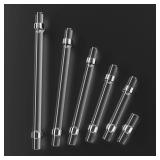 Cabinet Pulls Glass Handle 6 Pack, Cabinets Drawers Cupboard Dresser Wardrobes Vanity Furniture Handles 160mm Pitch Holes, Polished Chrome Base with L-Wrench Key Set and Screws