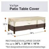Vailge Rectangular/Oval Patio Table Cover, Heavy Duty and Waterproof Outdoor Lawn Patio Furniture Covers (Beige&brown, 36\"Lx20\"Wx16\"H)