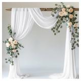 Wokceer White Wedding Arch Draping Fabric Backdrop 28.7\" X 20FT Sheer Drapes Fabric for Wedding Arbor Ceremony Birthday Party