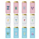 Pop Nordic Last Toast On The Coast Bachelorette Can Coolers - 12 Pack Beach Bach Party Skinny Drink Sleeves, Funny Bridesmaids Beer Cozy Bulk Gifts