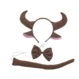 BinaryABC Halloween Cosplay Bull Horns Costume Set,Ox Horn Headband Bow Tie Set,Halloween Party Props