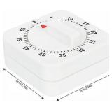 White Timer Clock Square 60-Minute Mechanical Kitchen Timer Wind up Timer Visual Cooking Clock with Loud Alarm No Batteries Required Ideal for Cooking Baking and Kitchen Thermometers and Timers
