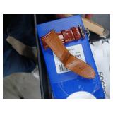 22mm Light Brown Leather Watch Band Deployment Clasp Quick Release Handmade Leather Strap Butterfly Buckle Croc Replacement Wristband Men Christmas Father