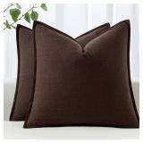 MIULEE Decorative Linen Pillow Covers 18x18 Inch Dark Brown âBoho Farmhouseâ âNeutral Couch Throw Pillows for Bed Pack of 2 Accent Modern Pillowcase Sofa Livingroom Home Decor