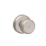 Schlage F40 BWE 619 GSN Bowery Door Knob with Greyson Trim, Bed & Bath Privacy Lock, Satin Nickel