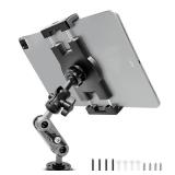 Aluminum Heavy Duty Drill Base Tablet Holder Car Mount Dashboard, 360Â° Adjustable 2-Stage Stand for 4.7-12.9\" iPad Pro/Air/Mini/Samsung Galaxy Tab, for Car Truck Wall Desk Commercial Vehicle