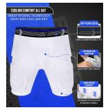 Exxact Sports Rebel 5-Pad Youth Football Girdle with Cup Pocket, Lightweight Padded Compression Shorts with Integrated Hip, Thigh, Tailbone Pads, Boys Girdle Football (White, YL)