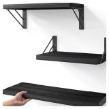 BAYKA Wall Shelves for Bedroom Decor, Floating Wall Shelves for Living Room Kitchen Storage, Mounted Rustic Wood Floating Shelves for Kids Books, Corner Shelves for Bathroom, Office(Set of 3)