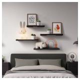 BAYKA Wall Shelves for Bedroom Decor, Floating Wall Shelves for Living Room Kitchen Storage, Mounted Rustic Wood Floating Shelves for Kids Books, Corner Shelves for Bathroom, Office(Set of 3)