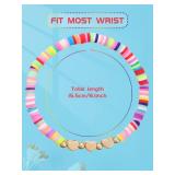 Sureio 24 Pcs Colorful Friendship Heart Bracelets Surfer Stretch Beaded Kids Bracelet for Girls Women School Gifts Tween Girl Party Favors