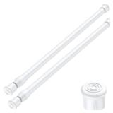 AIZESI 2PCS White Tension Rod 17 to 28 Inch, Adjustable Spring Curtain Rod No Drilling, Spring Tension Rods for Window DIY Projects Cupboard Wardrobe Small Curtain Rods Short Tension Rod