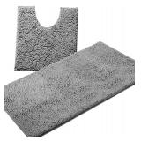 Bathroom Rugs Sets 2 Piece, Luxury Chenille Bath Mat Set, Soft Plush Anti-Slip Bath Rug + U-Shaped Toilet Mat. Microfiber Shaggy Carpet, Super Absorbent (24â x 36â & 20â x 24â U, L