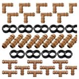 Outus 36 Pieces Drip Irrigation Fittings Kit 1/2 Inch Tubing Fitting Set includes 9 Tees, 9 Couplings, 9 Elbows and 9 End Cap Plugs Drip Barbed Connectors for Compatible Drip or Sprinkler Systems