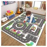 Kids Rug Play Mat Great for Playing with Cars and Toys,Educational Kid Road and Traffic City Life Carpet,Children Baby Fun Throw Rug for Bedroom Play Room,31X47Inch/80X120CM