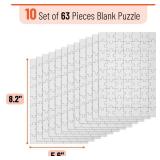 Mr. Pen- Blank Puzzle, 10 Pack, 63 Pieces/Pack, 8.2\" x 5.6\", White Puzzle, Blank Puzzles to Draw on, All White Puzzle, Blank Puzzle Pieces to Write on, Blank Jigsaw Puzzle Pieces