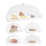 Simply Genius Mesh Food Covers for Outdoors - 2 Jumbo (39x24 in) & 4 Large (17x17 in), White Collapsible 6-Pack - Pop-Up Reusable Food Nets & Tents for Outdoor Serving & Picnics with Bug Protection