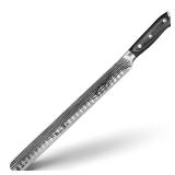 FACTORY SEALED - YFWOOD Slicing Knife, 12 Inch Brisket Knife, High Carbon Stainless Steel Super Sharp Carving Knifes for Meat Cutting, Fruit Cutting, BBQ, Turkey, Full Tang, Ergonomic Handle Design