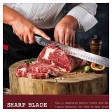 FACTORY SEALED - YFWOOD Slicing Knife, 12 Inch Brisket Knife, High Carbon Stainless Steel Super Sharp Carving Knifes for Meat Cutting, Fruit Cutting, BBQ, Turkey, Full Tang, Ergonomic Handle Design