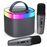FACTORY SEALED - K2  Karaoke Machine for Adults Kids, Portable Bluetooth Karokee Speaker with 2 Wireless Microphones, Singing Karaoke Machine Built-in LED Lights for Birthday Gifts, Family Home Party(