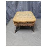 Rustic Burlap Cushioned Footstool