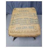 Rustic Burlap Cushioned Footstool