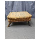 Rustic Burlap Cushioned Footstool