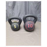 Cast Iron Kettlebell Set - 5 and 10 lbs