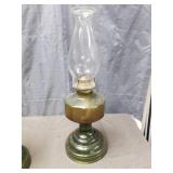 Green Glass Oil Lamps with Chimney