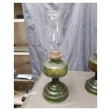 Green Glass Oil Lamps with Chimney