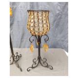 Crystal Beaded Candle Holders with Scrollwork Base