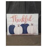 Thankful Navy and White Pumpkin Canvas Art