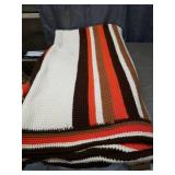 Striped Hand-Knit Afghan Throw Blanket