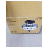 Hampton Bay Sonoma 9\" Semi-flush Mount Stained Glass Shade-