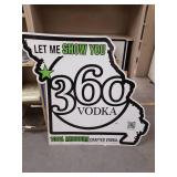 360 Vodka Missouri State Shaped Metal Sign