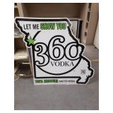 360 Vodka Missouri State Shaped Metal Sign