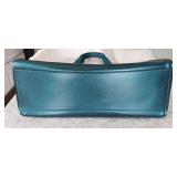 Coach Metallic LARGE DERBY Tote Bag Dark Teal Green Leather F59388 NEW msrp $350