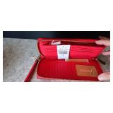 Michael Kors Jet Set Item Travel Continental Leather Wallet Clutch Wristlet (Sienna Red/Gold)
