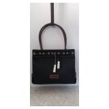 Dooney & Bourke Navy Canvas &BLACK Leather Tassel Tote C537 USA MADE NWT