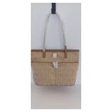Michael Kors Kempton Pocket Beige Camel Tan Canvas MD Pocket Tote Bag Purse NWT