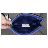 COACH Parker Colorblock Leather Clutch Wristlet with Strap Blue Green and White