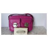 Fossil Riley Fuchsia Leather Top Zipper Crossbody Bag Shoulder Purse  Gorgeous Leather Fuchsia Color Fossil Crossbody.   measures 10\" by 6 1/2\" by 2\" Wide.