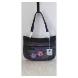 Anuschka Leather Hand Painted Bird on Brunch Tote Handbag Dust bag NWT