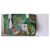 Anuschka PEACEFUL LEOPARD BUTTERFLY Hand Painted Leather Tote coin pouch